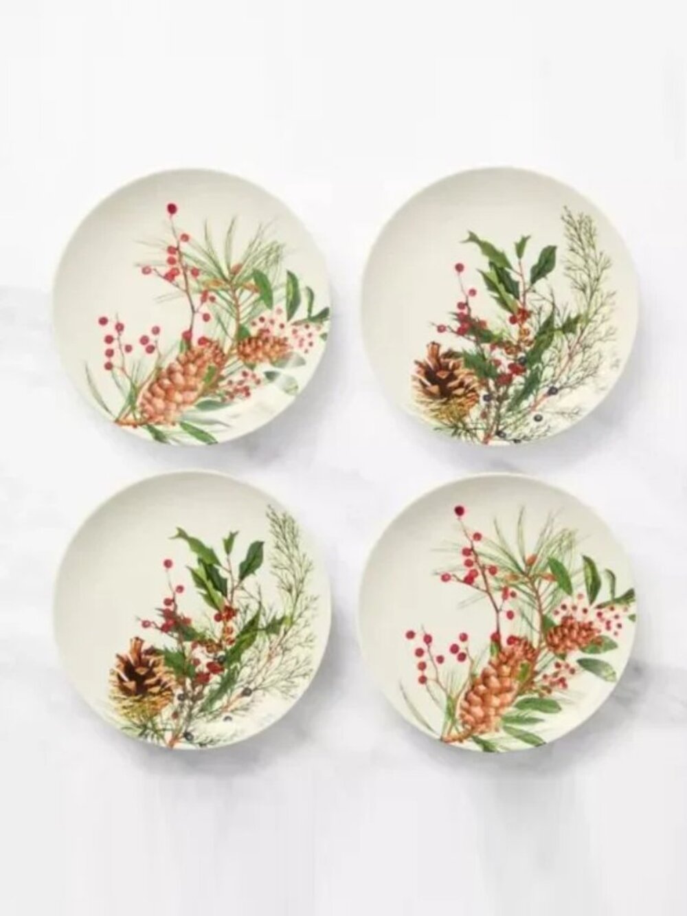 Williams Sonoma Set of 4 Woodland Berry 6.5" Appetizer Plates